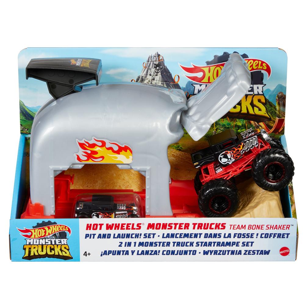  Hot Wheels Monster Truck Pit & Launch Playsets with a 1 Monster  Truck & 1 1:64 Scale Car, Great Gift for Kids Ages 4 Years & Older : Toys &  Games