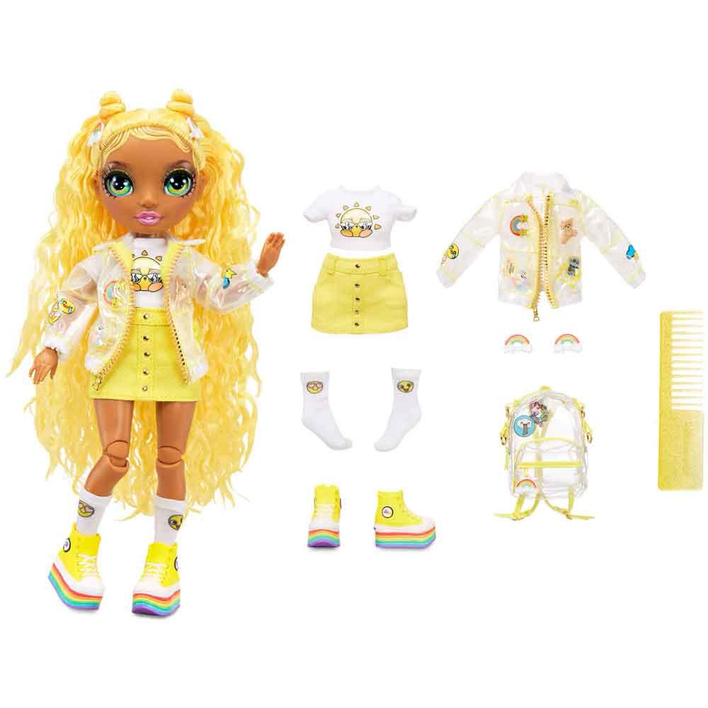 View 3 Rainbow High Junior Fashion Doll Sunny Madison Yellow 9 Inch Tall with Outfit 579977EUC