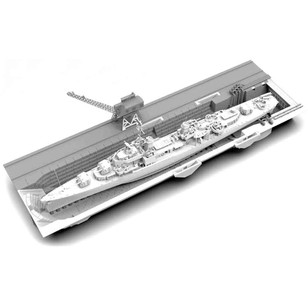 View 2 Takom Charlestown Dry Dock and Frank Knox Destroyer Model Kit Scale 1/700 SP-7058