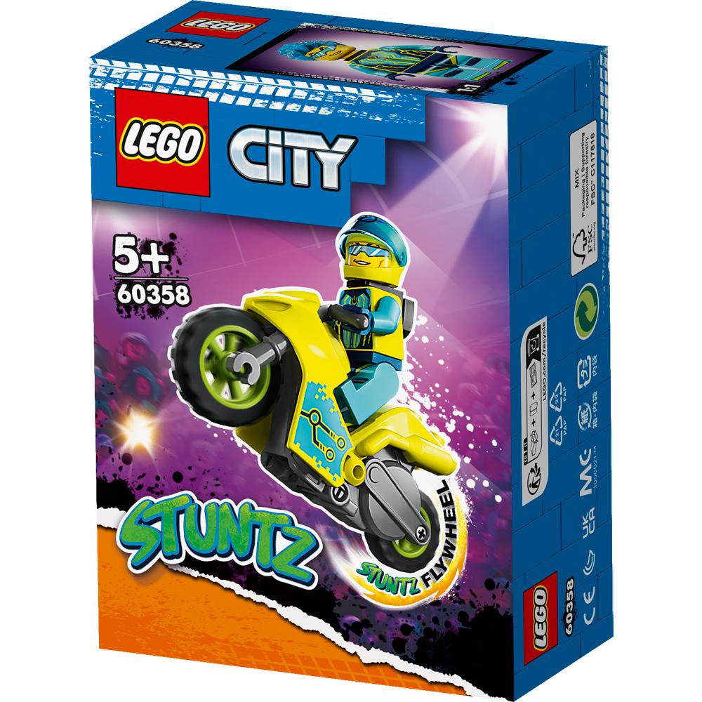 LEGO City Stuntz Cyber Stunt Bike Building Toy 13 Piece with Figure for Ages 5+ 60358
