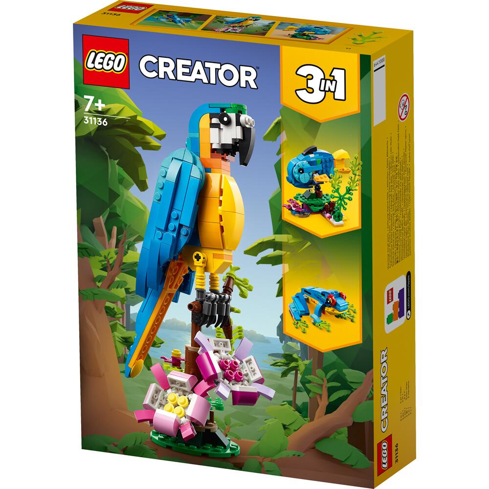 LEGO Creator Exotic Parrot 3-in-1 Creatures Building Set 253 Pieces 31136