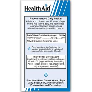 View 2 HealthAid Vegan Vitamin D 500iu - 60 TABLETS H801220