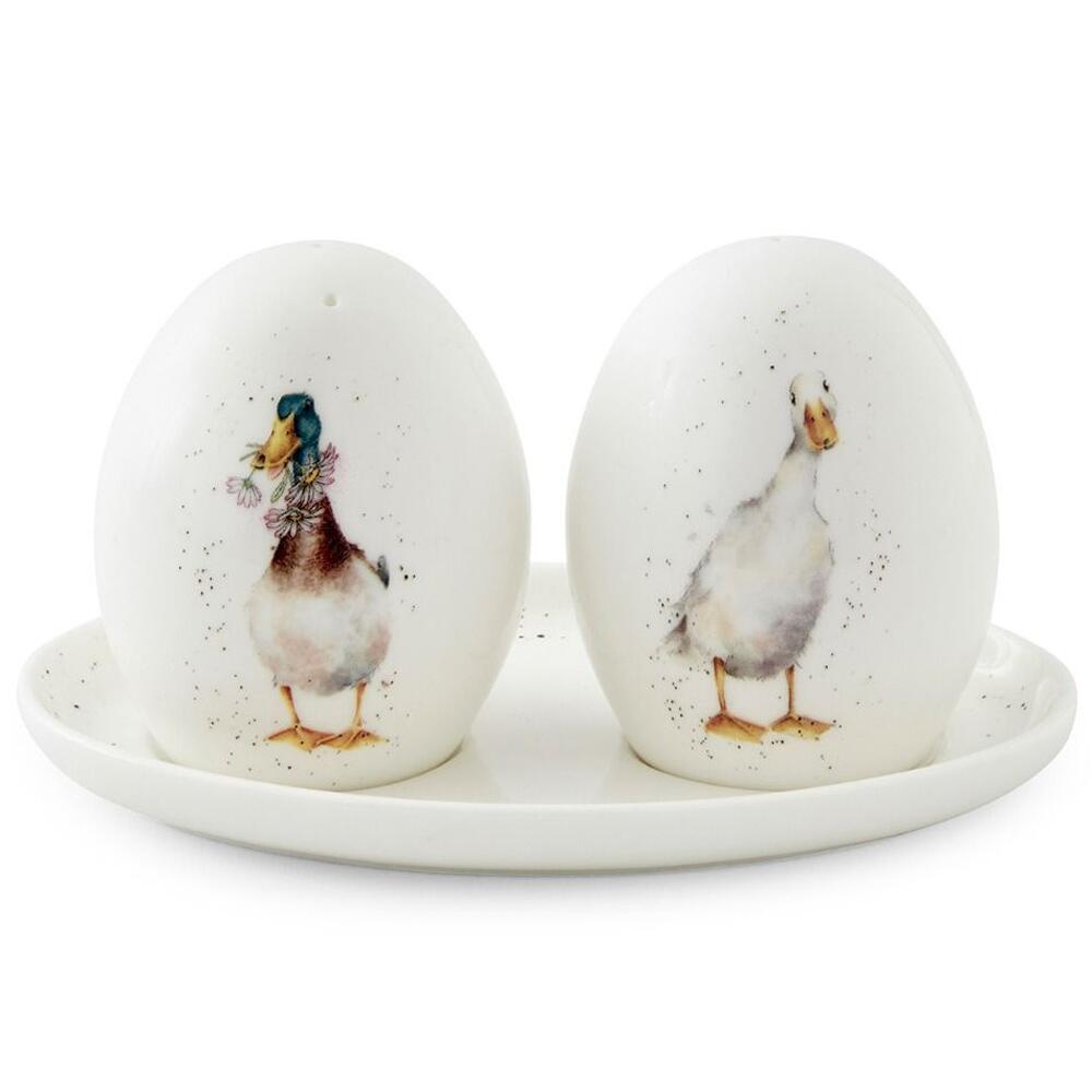 Royal Worcester Wrendale Designs Salt & Pepper Shakers Ducks Design with Tray WN4383-XG
