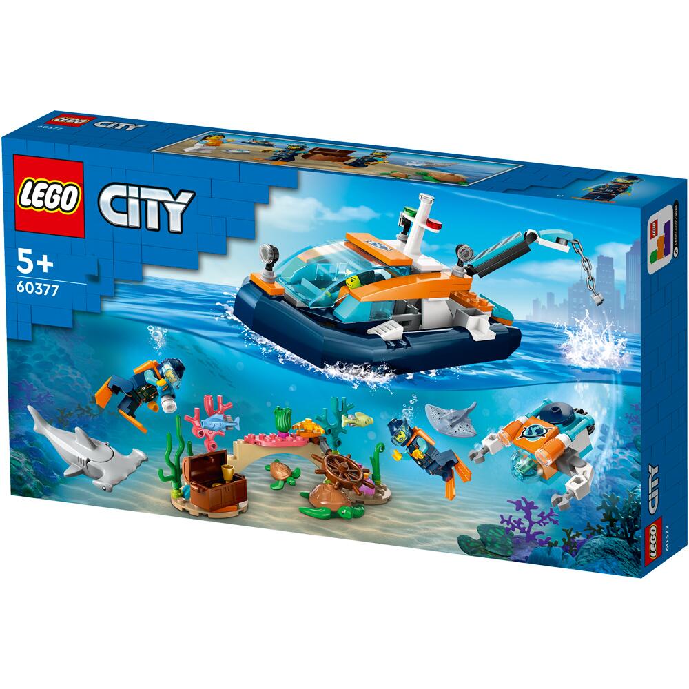 LEGO City Explorer Diving Boat 182 Piece Building Set 60377 Ages 5+ 60377