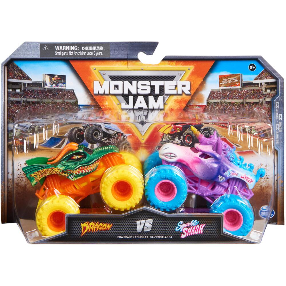 Monster Jam Die Cast Trucks Scale 1:64 DRAGON vs SPARKLE SMASH