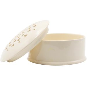 View 3 Royal Creamware Pierced Trinket Box 12cm Large OC74