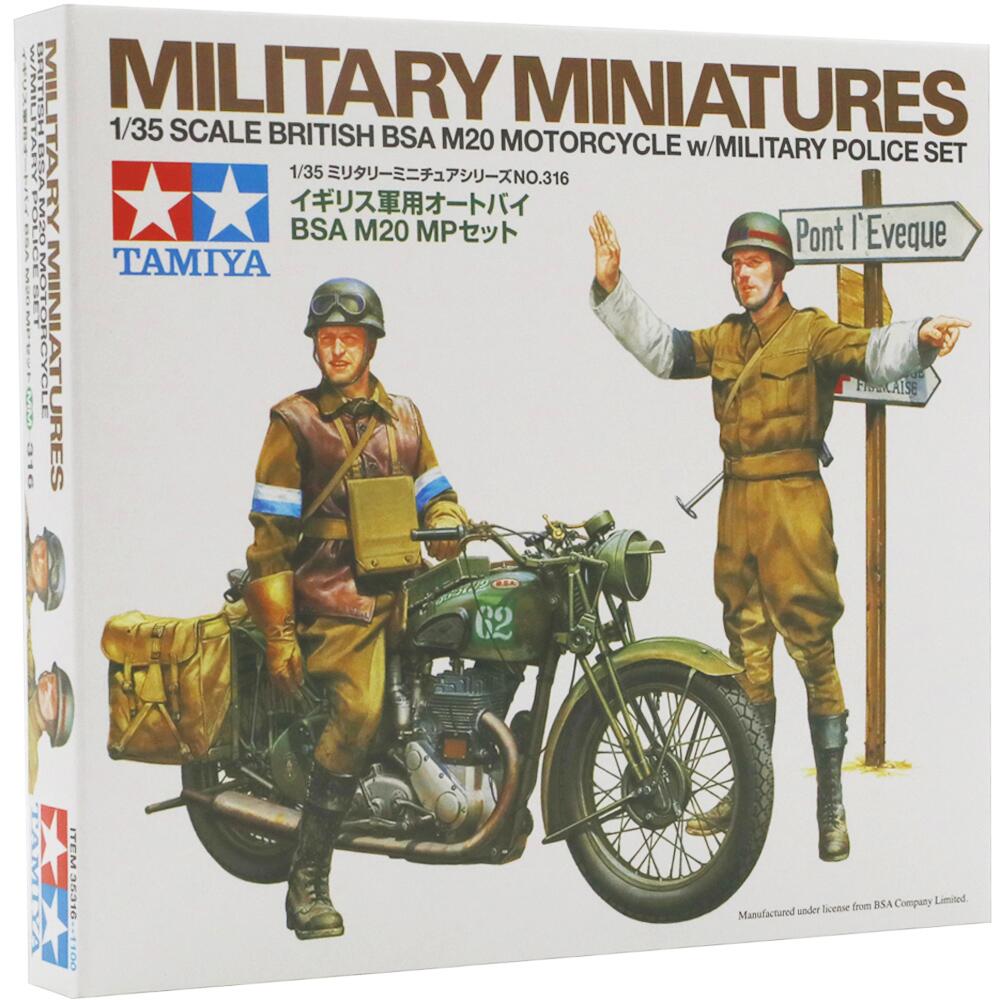 Tamiya British BSA M20 Motorcycle with Military Police Model Kit Scale 1:35 35316