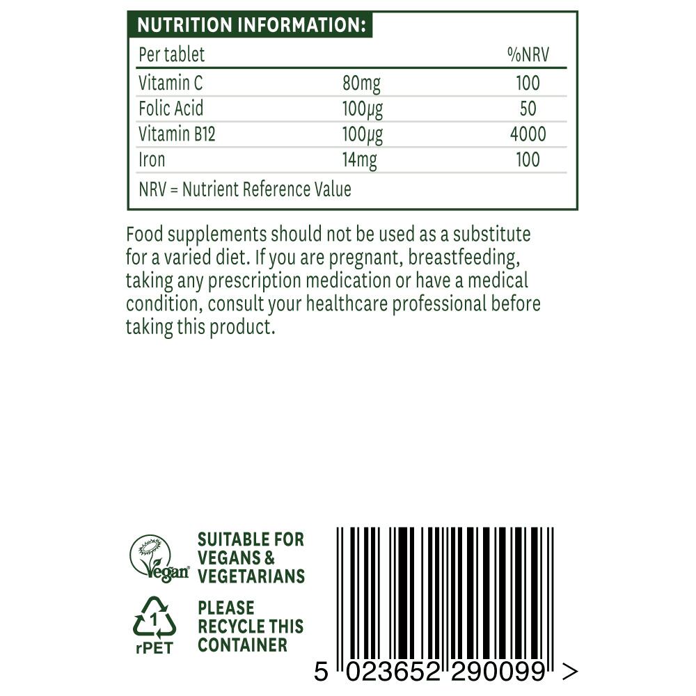 Natures Aid Iron Bisglycinate 14mg with EsterC 90 Tablets