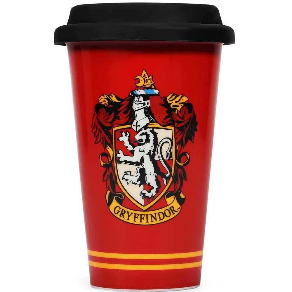 Harry Potter Gryffindor Crest Ceramic Travel Mug with Silicone Lid and Band MUGTHP35