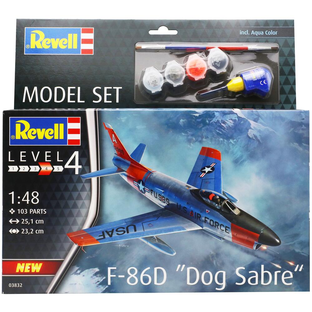 Revell F86D Dog Sabre Military Fighter Aircraft Model Set Scale 1:48 with Paints 63832