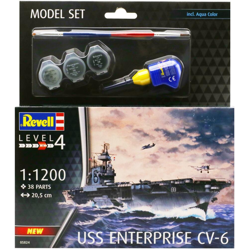 Revell USS Enterprise CV 6 US Aircraft Carrier Model SET Scale 1:1200 65824