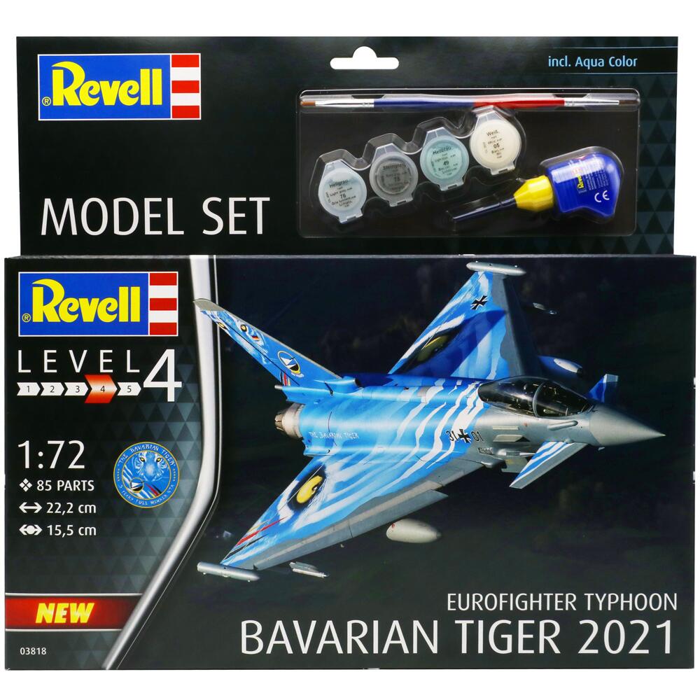Revell Eurofighter Typhoon Bavarian Tiger Model Set Scale 1:72 with Paints 63818