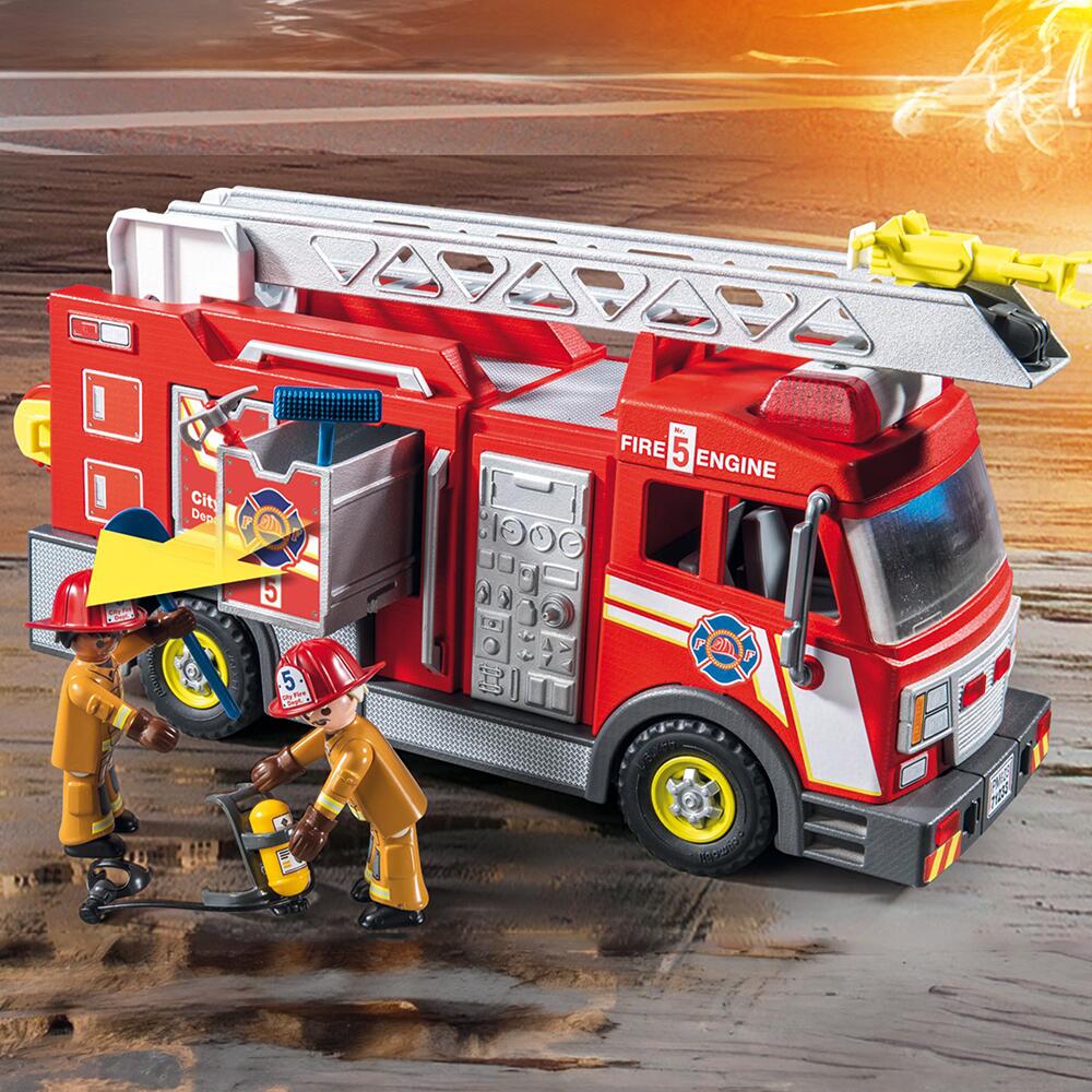 Playmobil City Action Fire Engine With Flashing Lights Vehicle Playset ...