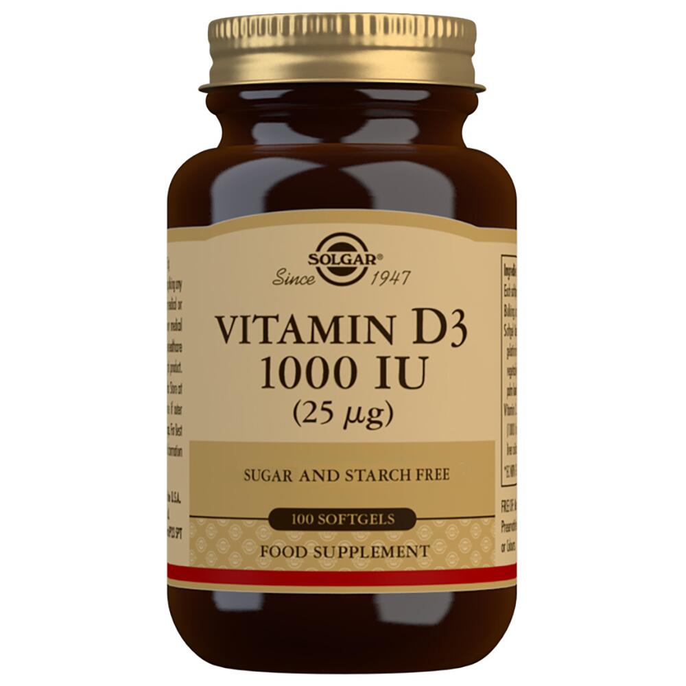 Solgar Vitamin D3 1000iu (25µg) - 100 SOFTGELS SOLE3340