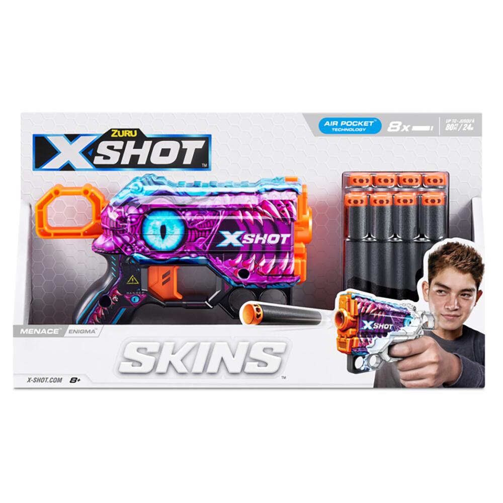 Zuru X SHOT Skins Menace Dart Blaster with 8 Foam Darts ENIGMA DESIGN 36515-ENIGMA