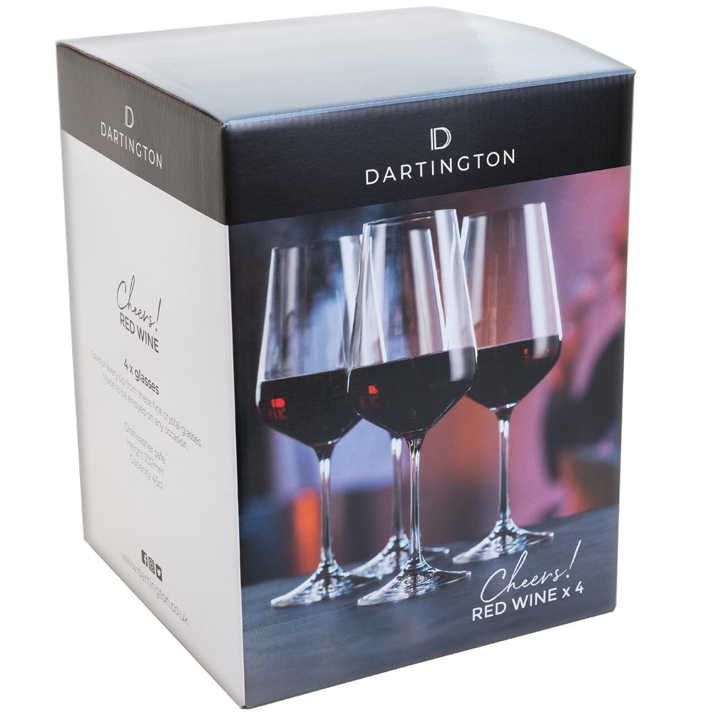 Dartington Crystal CHEERS! RED Wine Glasses Set of 4 Boxed