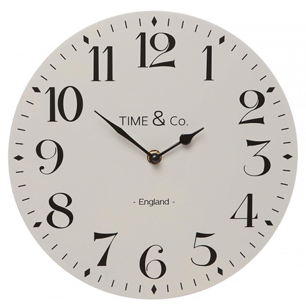 Shruti Time & Co Wooden Wall Clock Light Grey 28cm 50651