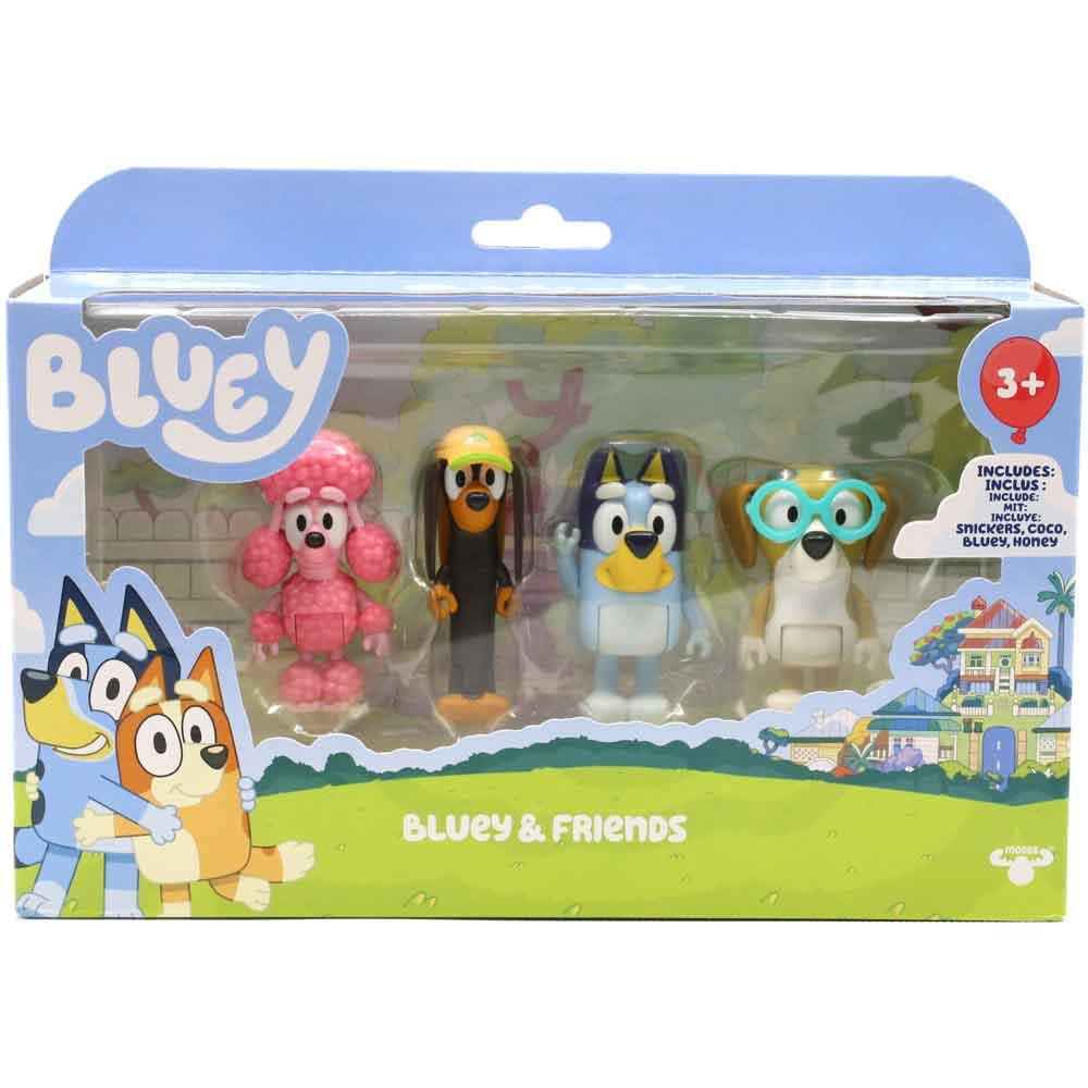View 2 Bluey Friends 4 Figure Set with Coco Snickers and Honey for Ages 3+ 13014