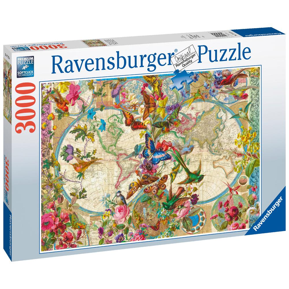Ravensburger Flora and Fauna Jigsaw Puzzle 3000 Piece Maps and Flowers Ages 12+ 17117