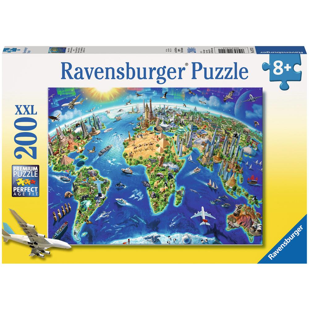 Ravensburger World Landmarks Map XXL 200 Piece Jigsaw Puzzle 12722