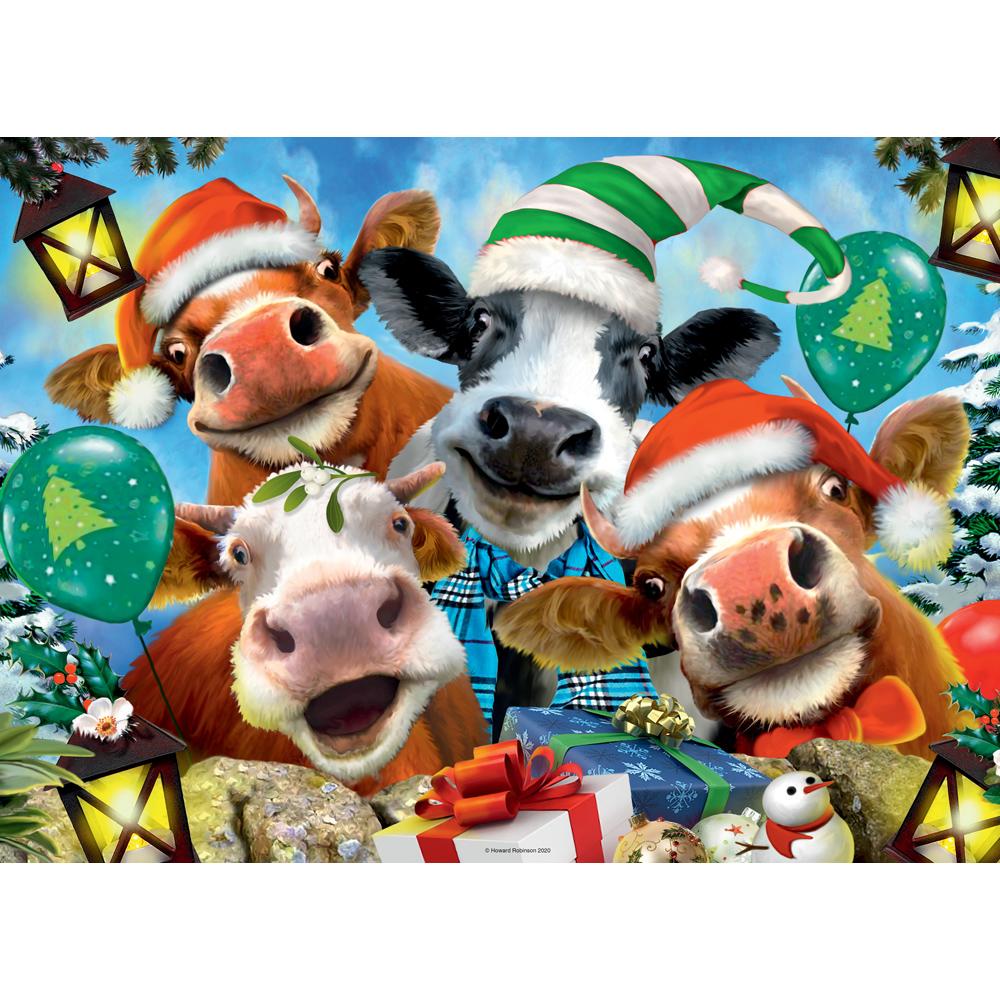 Ravensburger We Wish Moo a Merry Christmas Selfie 500 Piece Jigsaw Puzzle