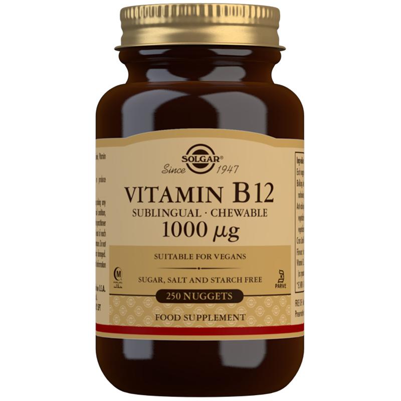 Solgar Vitamin B12 1000ug 250 Sublingual Chewable NUGGETS SOLE3230