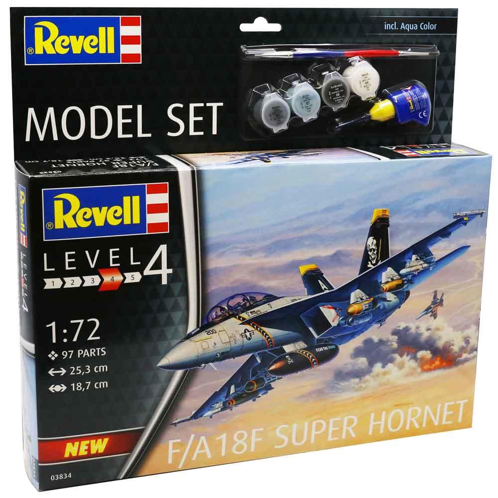 Revell F/A18F Super Hornet Aircraft Model Kit SET 63834 Scale 1:72 63834