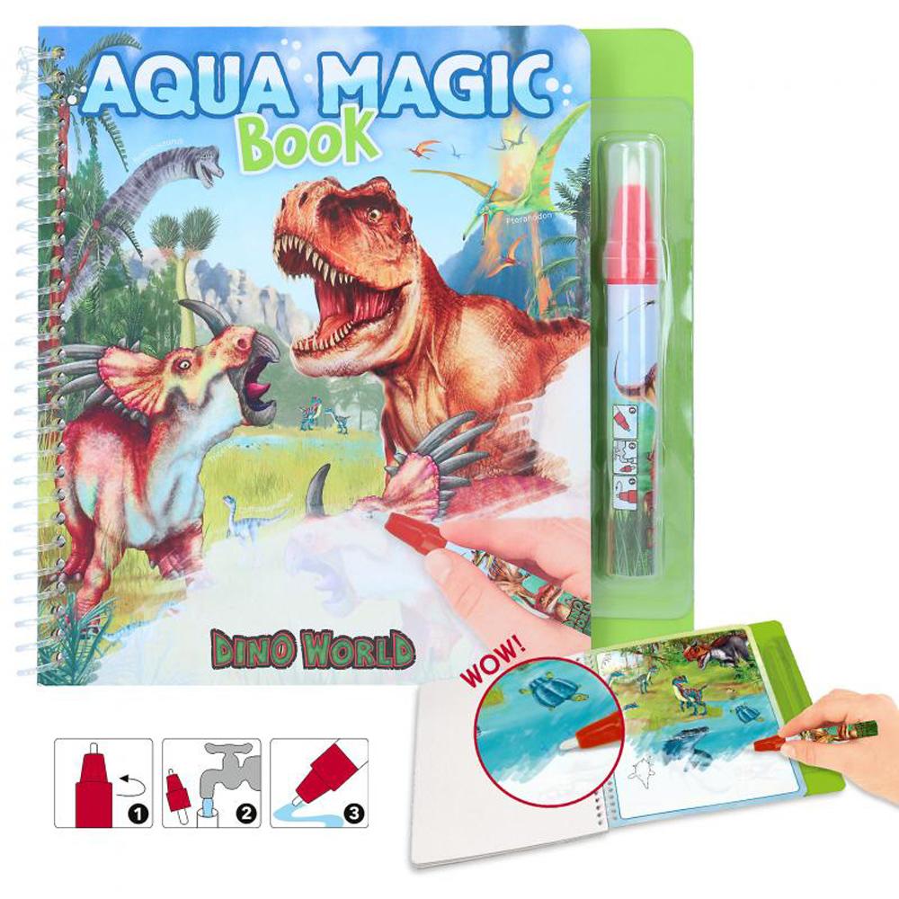 Depesche Dino World Aqua Magic Book with Water Pen 5 Card Back Pages 12095_A