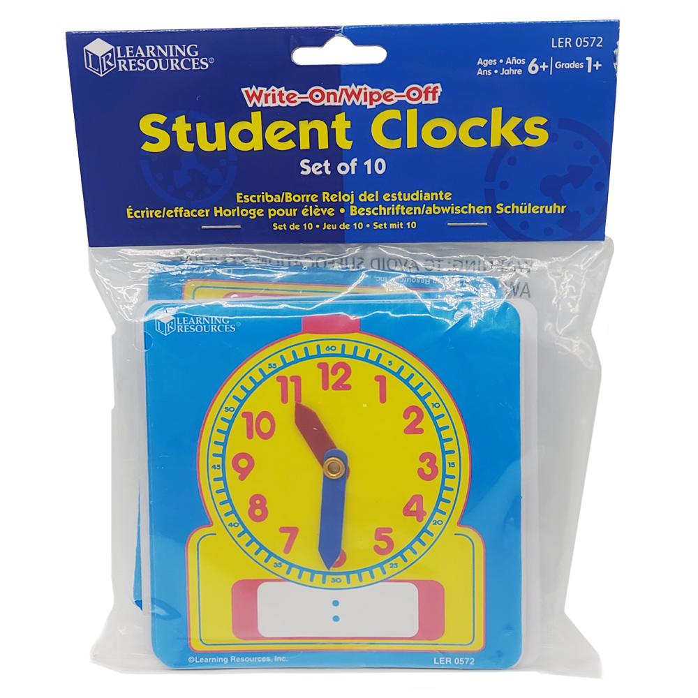 Learning Resources Write-On/Wipe-Off Student Clocks Set of 10 LER0572