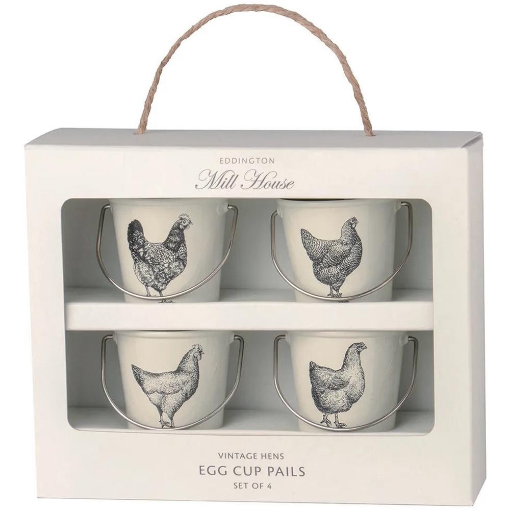Eddingtons Vintage Hens Egg Cup Pails Set of 4 Metal Buckets in CREAM E83033
