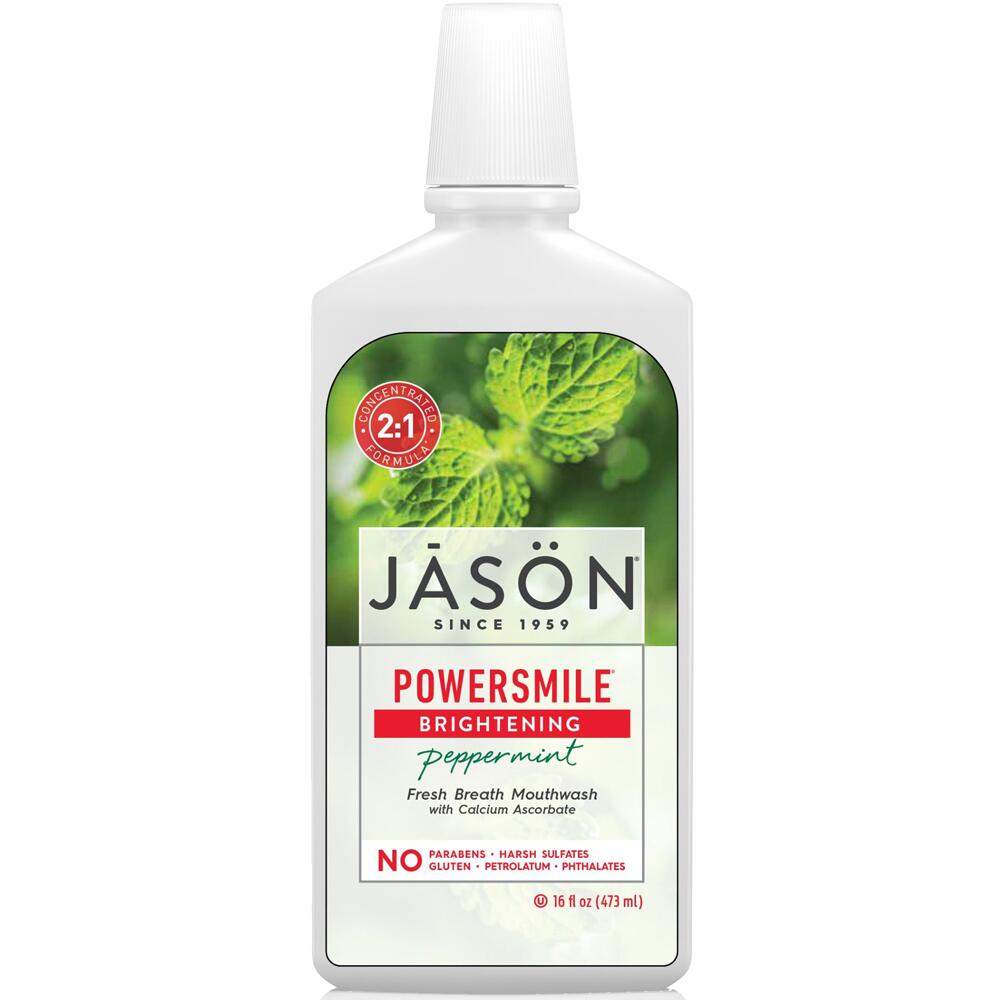 Jason Powersmile Fluoride-Free Toothpaste, Peppermint – Natural Plaque Fighter & Whitener, 4.2 Oz (119g)