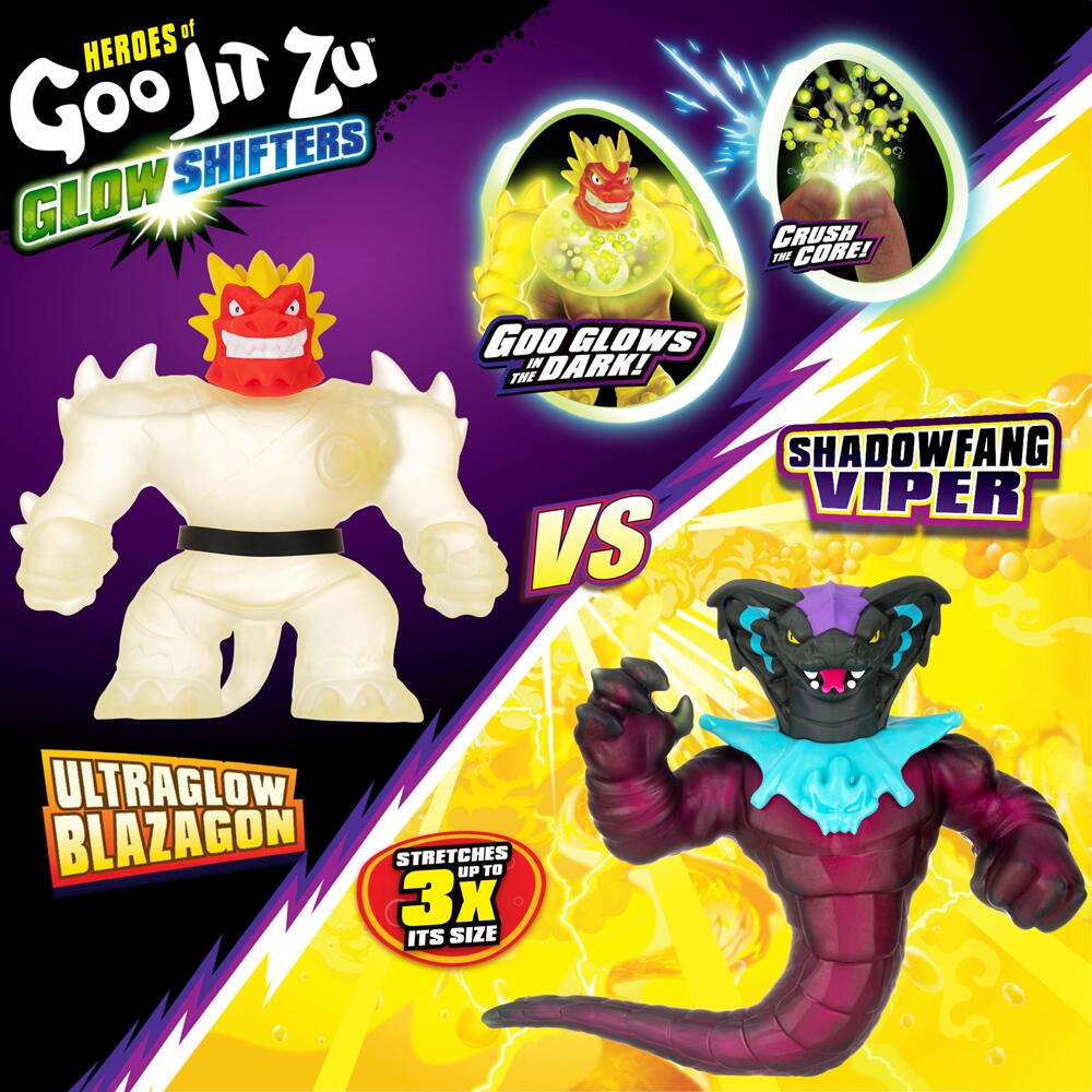 Heroes of Goo JIT Zu Glow Shifters - Versus Pack, Ultraglow Blazagon VS  Shadowfang Viper. One with Unique Glow-in-The-Dark Goo Transformation.  Crush