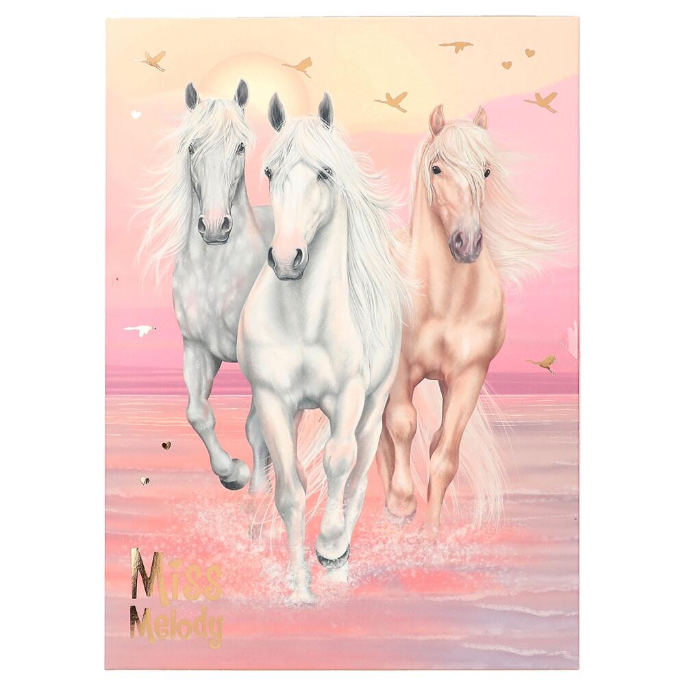 Depesche Miss Melody Sundown Jewelry Box For Girls - Pink With Horse Motif, Mirror & Drawer