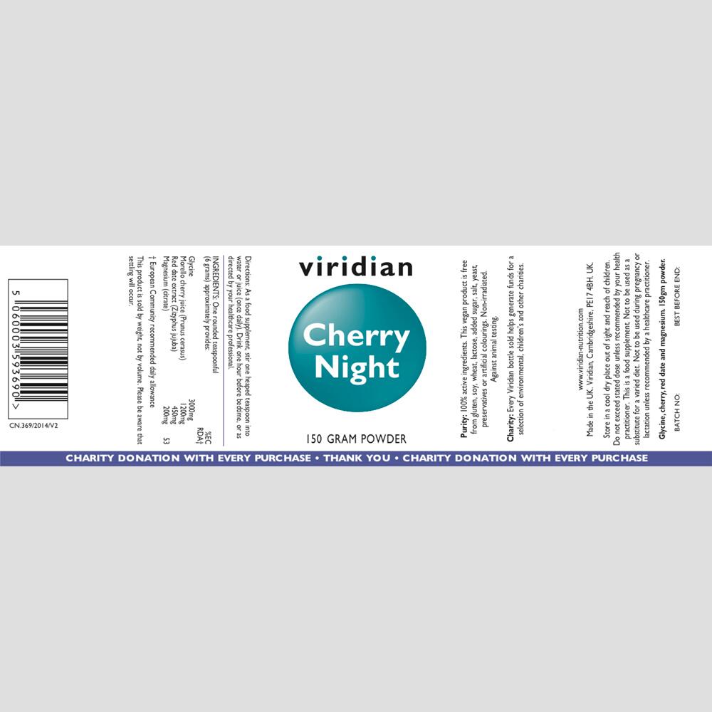 Viridian Cherry Night Powder 150g Vegan Gluten Yeast Lactose Free