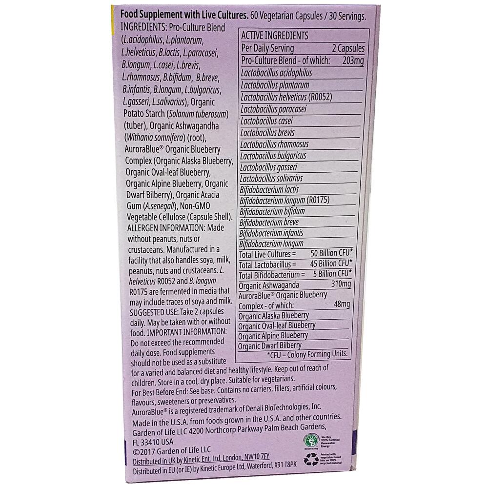 Garden of Life Mood+ Microbiome Formula Food Supplement 60 Vegetarian