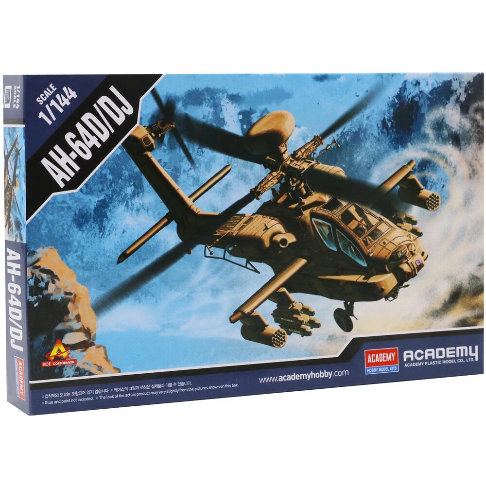 Academy AH 64D Apache Attack Helicopter Military Model Kit Scale 1:144 PKAY12625