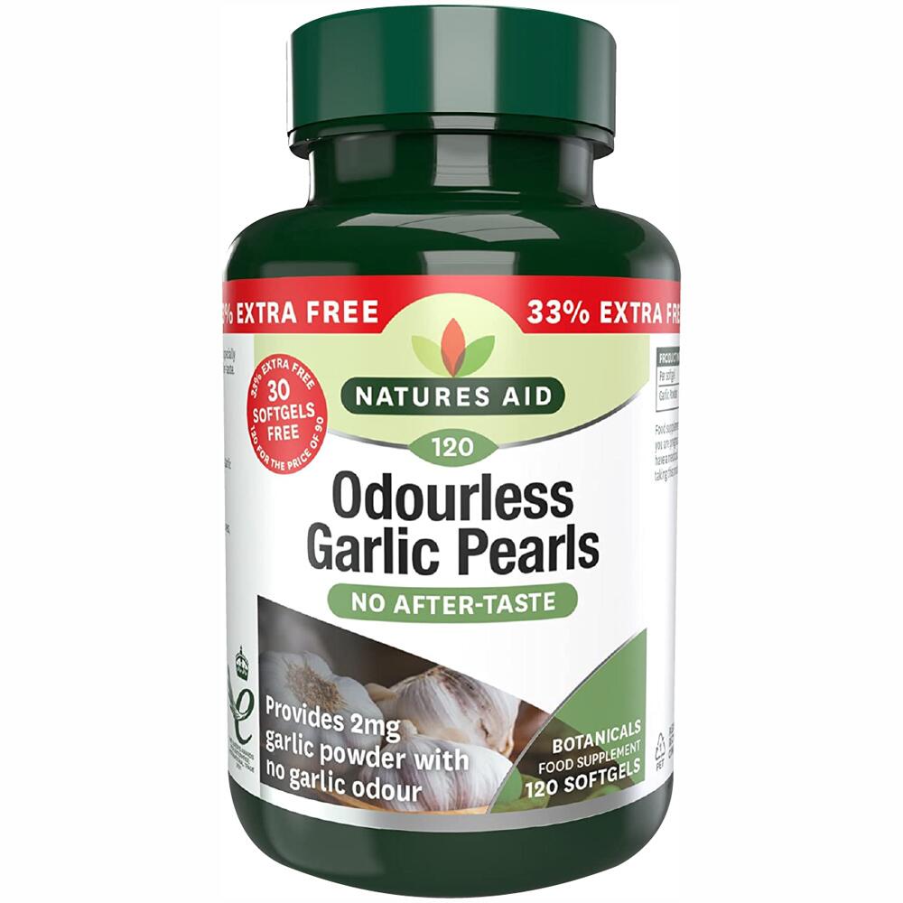 Natures Aid Odourless Garlic Pearls Food Supplement - 120 Softgels 13335