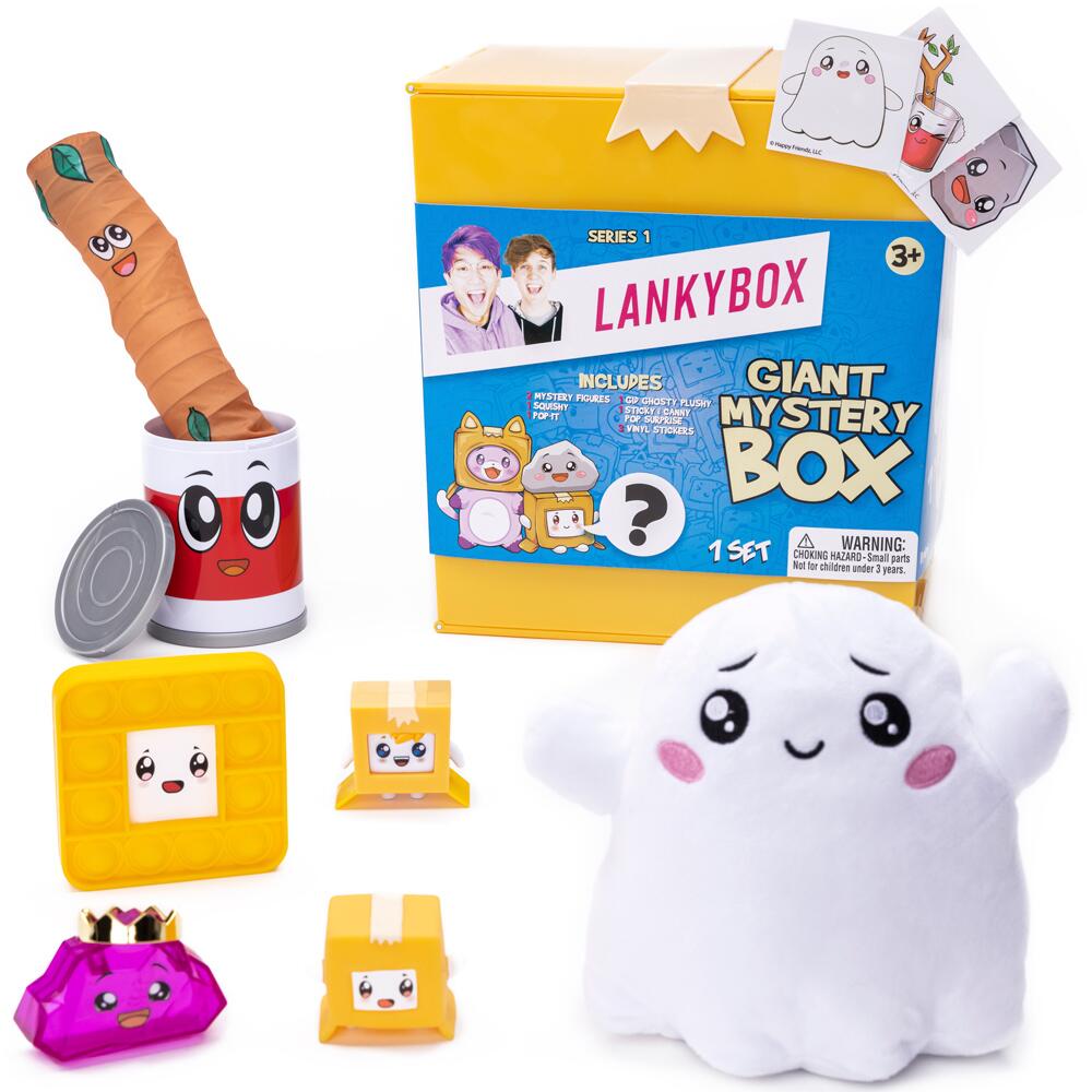 LankyBox Giant Mystery Box with Figures Plushie and Stickers for Ages 3+