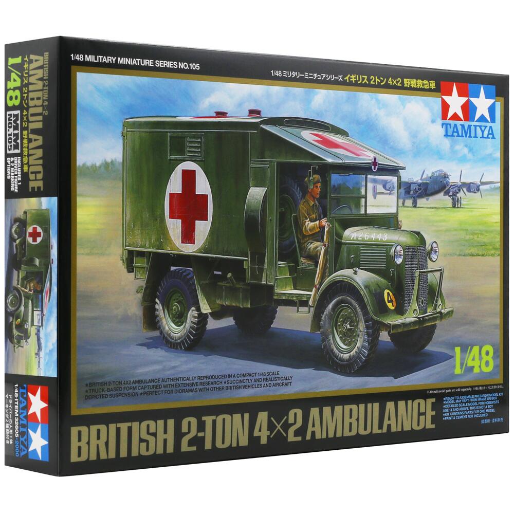 Tamiya British 2-Ton 4x2 Ambulance Military Model Kit Scale 1:48 32605