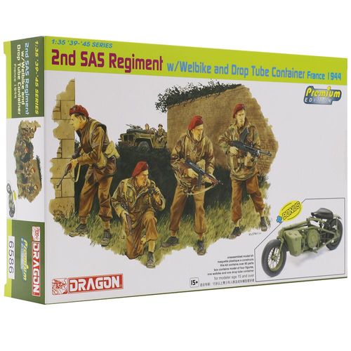 Dragon 2nd SAS Regiment with Welbike & Drop Tube Container Model Kit 1/35 D6586