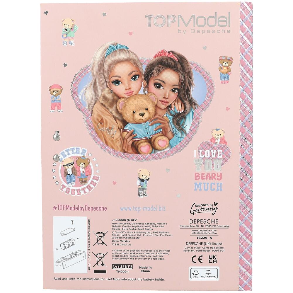 Depesche TOPModel School Backpack For Girls – Pink Teddy Design, Adjustable Straps, Water-Resistant Base