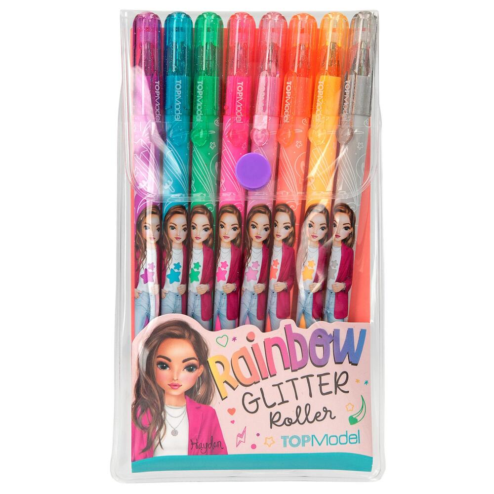 Depesche TOPModel Set 8 Penne Gel Glitterate Arcobaleno In Astuccio. Perfette Per Scrivere, Decorare E Disegnare Su Diari E Biglietti. Regalo Creativo Per Ragazze.