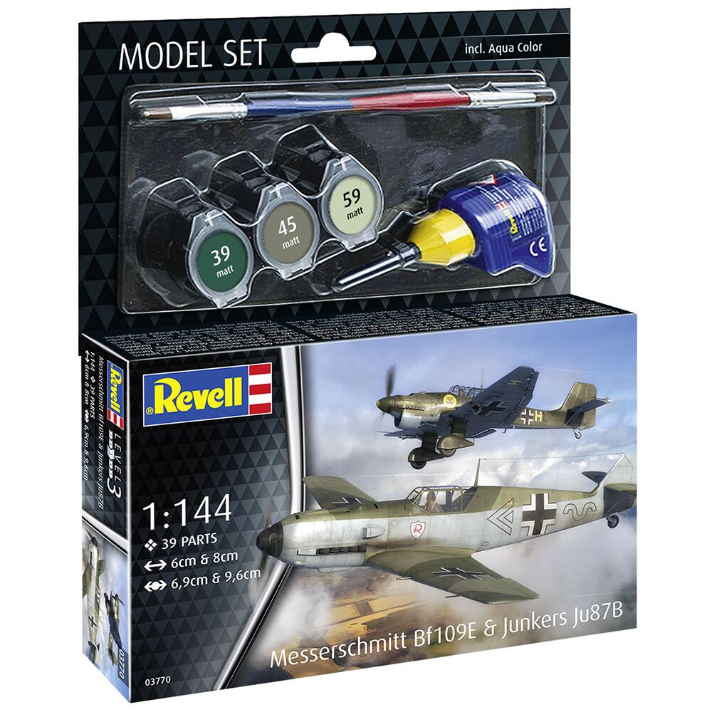 Revell Messerschmitt Bf109E & Ju87B Stuka Military Aircraft Model SET Scale 1:144 63770