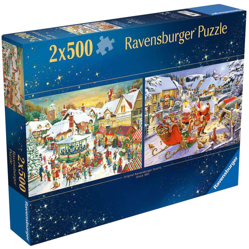 Ravensburger Christmas Market & Santa's Supper 2x 500 Piece Jigsaw Puzzles 12000040