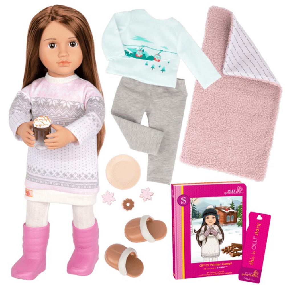 Our Generation 46cm Posable Doll SANDY and Off To Winter Camp Book