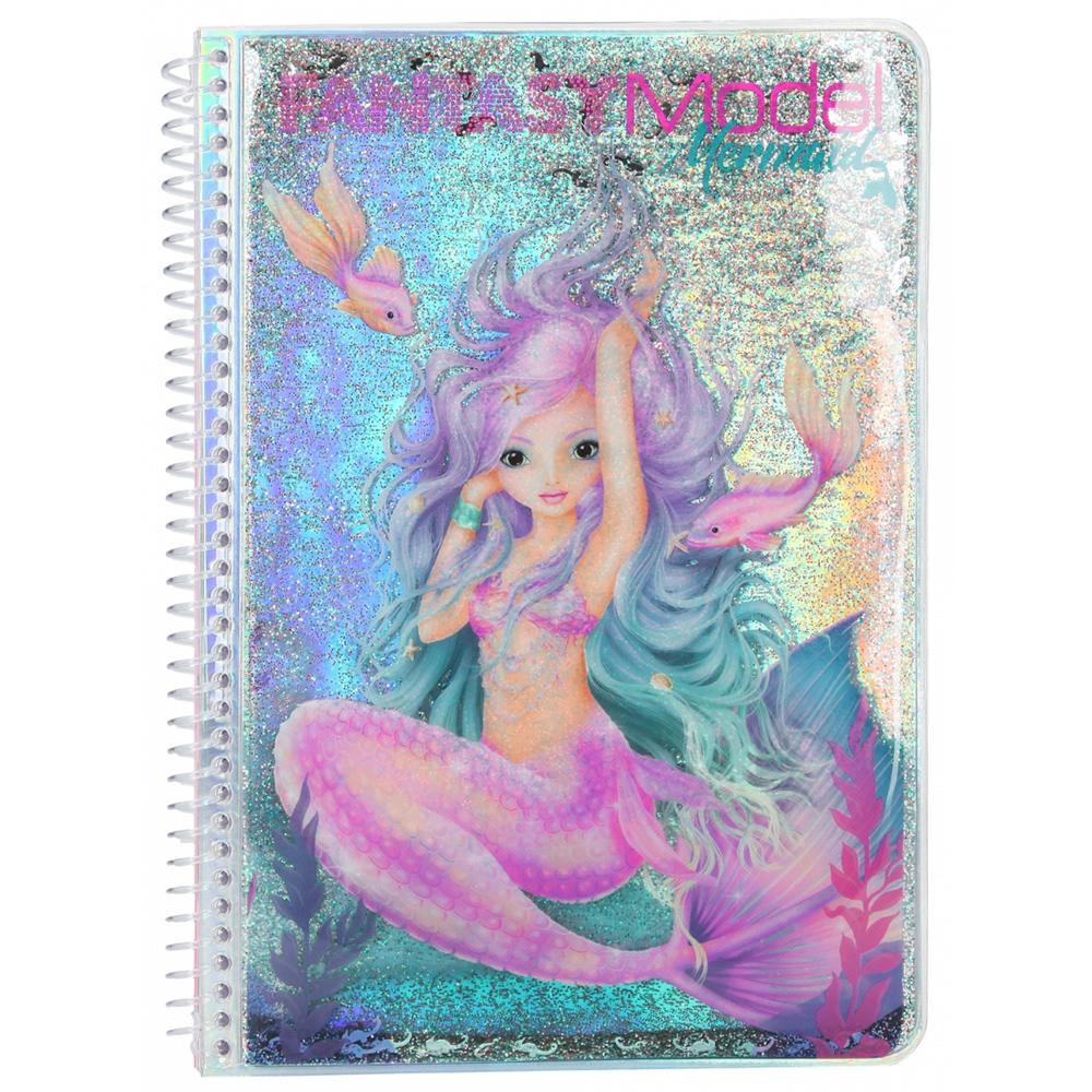Depesche 12438 TOPModel Dress Book with 24 Pages for Creating Mermaid  Motifs Includes 11 Sticker Sheet, Multicoloured 