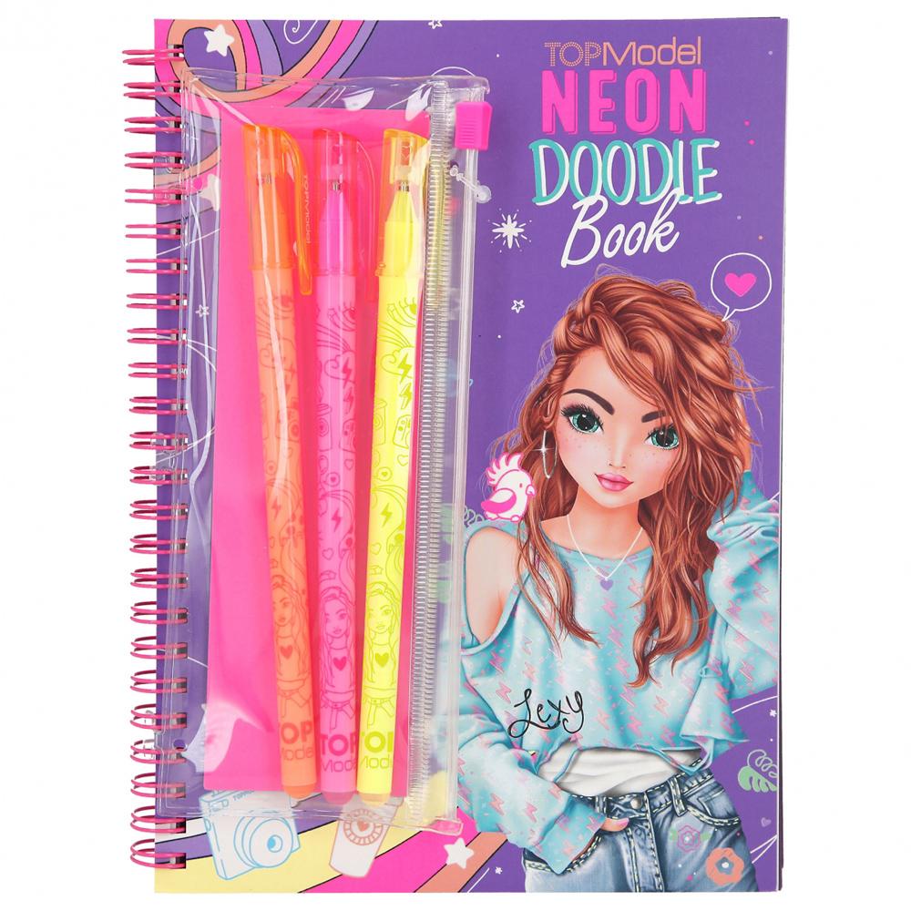 Depesche TOPModel Neon Doodle Book with Pen Set and Stickers for Ages 6+ 11932_A