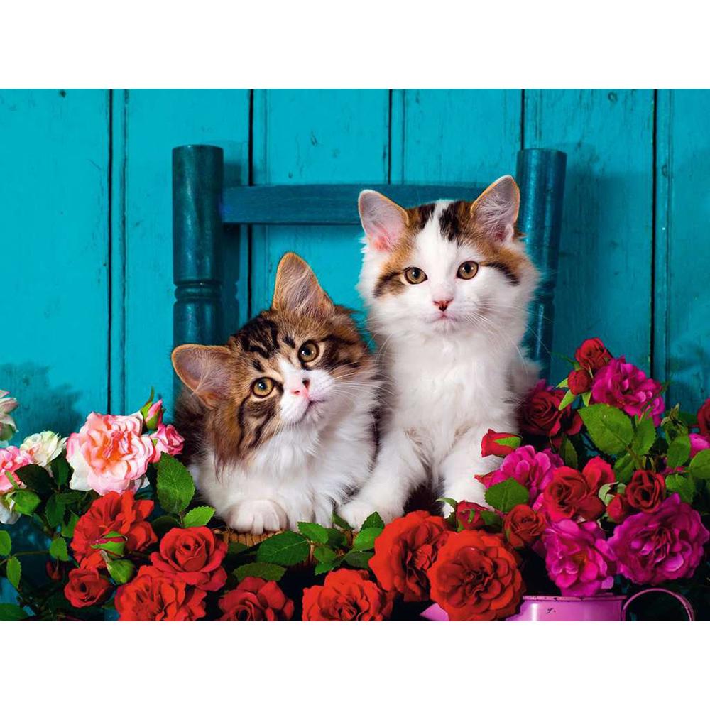View 2 Ravensburger Kittens & Roses 500 Piece Jigsaw Puzzle 16993