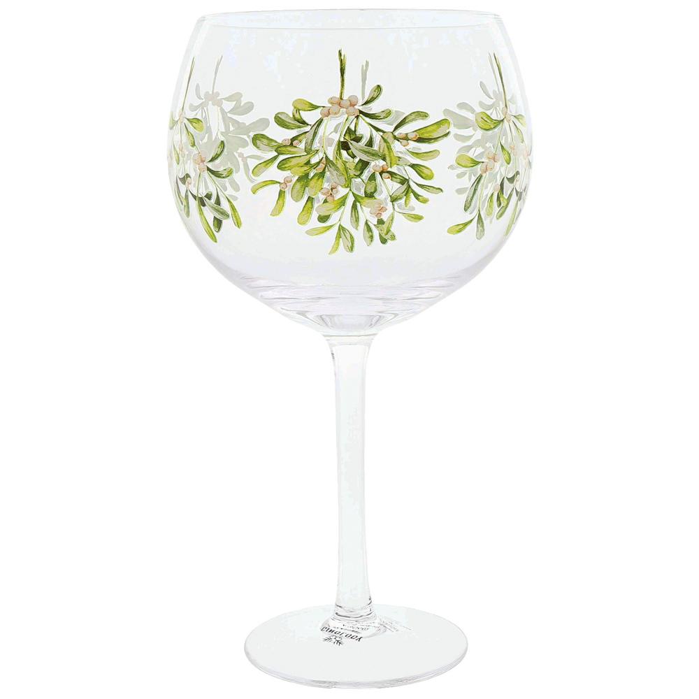 View 2 Ginology Glassware Mistletoe Gin Copa Glass 690ml Festive Floral Design Boxed A30662