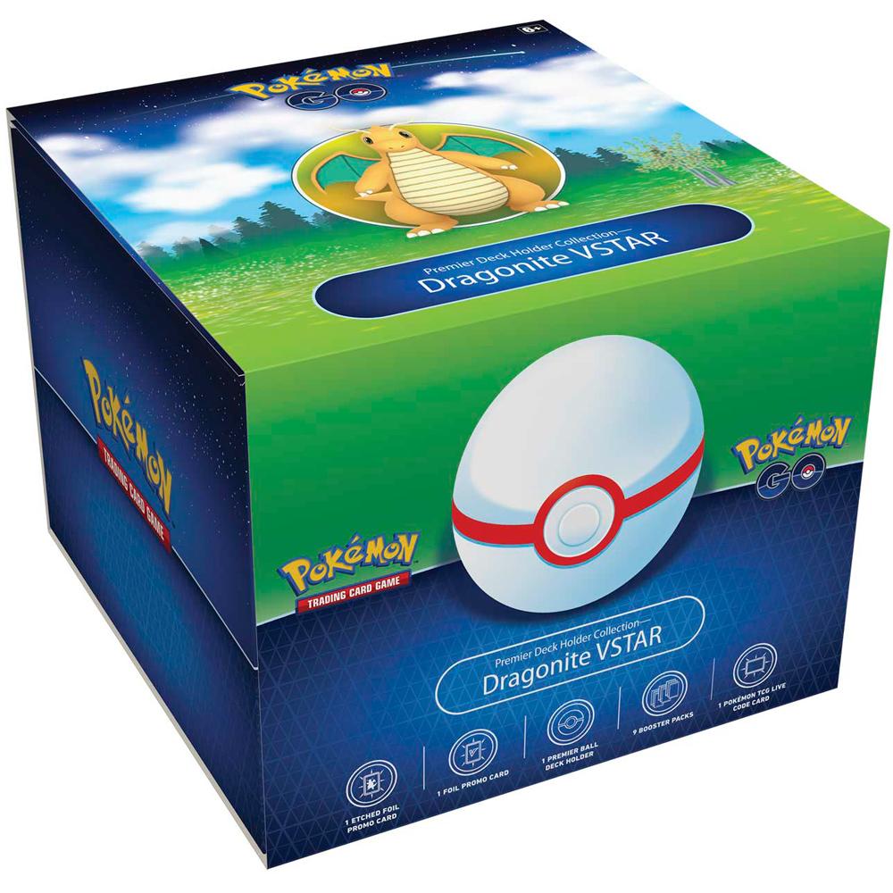 Pokémon GO TCG Dragonite VSTAR Premier Ball Deck Holder with 9 Booster